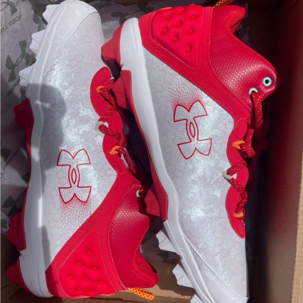 Under Armour Men’s Red and White Cleats